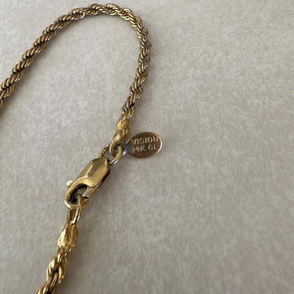 Vision signed 14k GL gold layered (filled) twisted rope chain bracelet - Picture 2 of 5